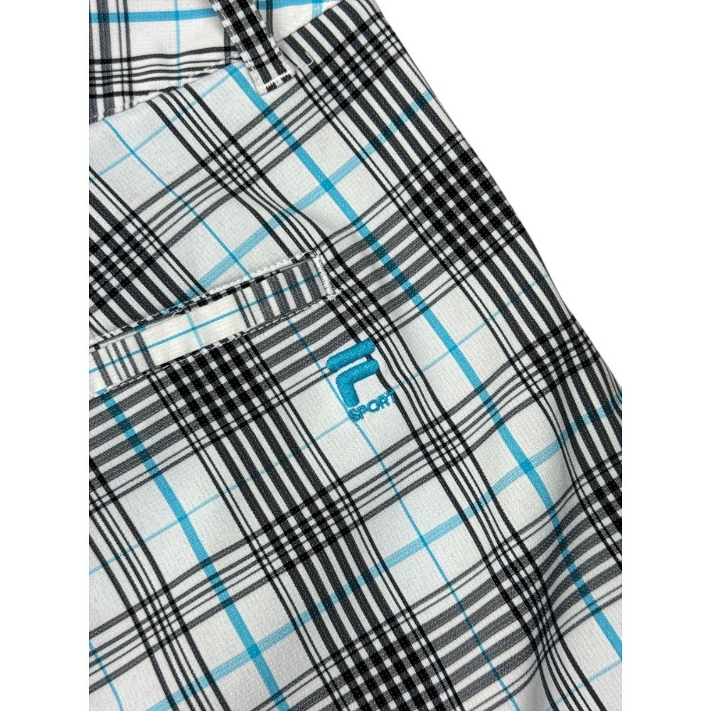 Fila Sport Golf Shorts Men's 38 White Turquoise Black Plaid Tech Stretch Pockets - Picture 3 of 9